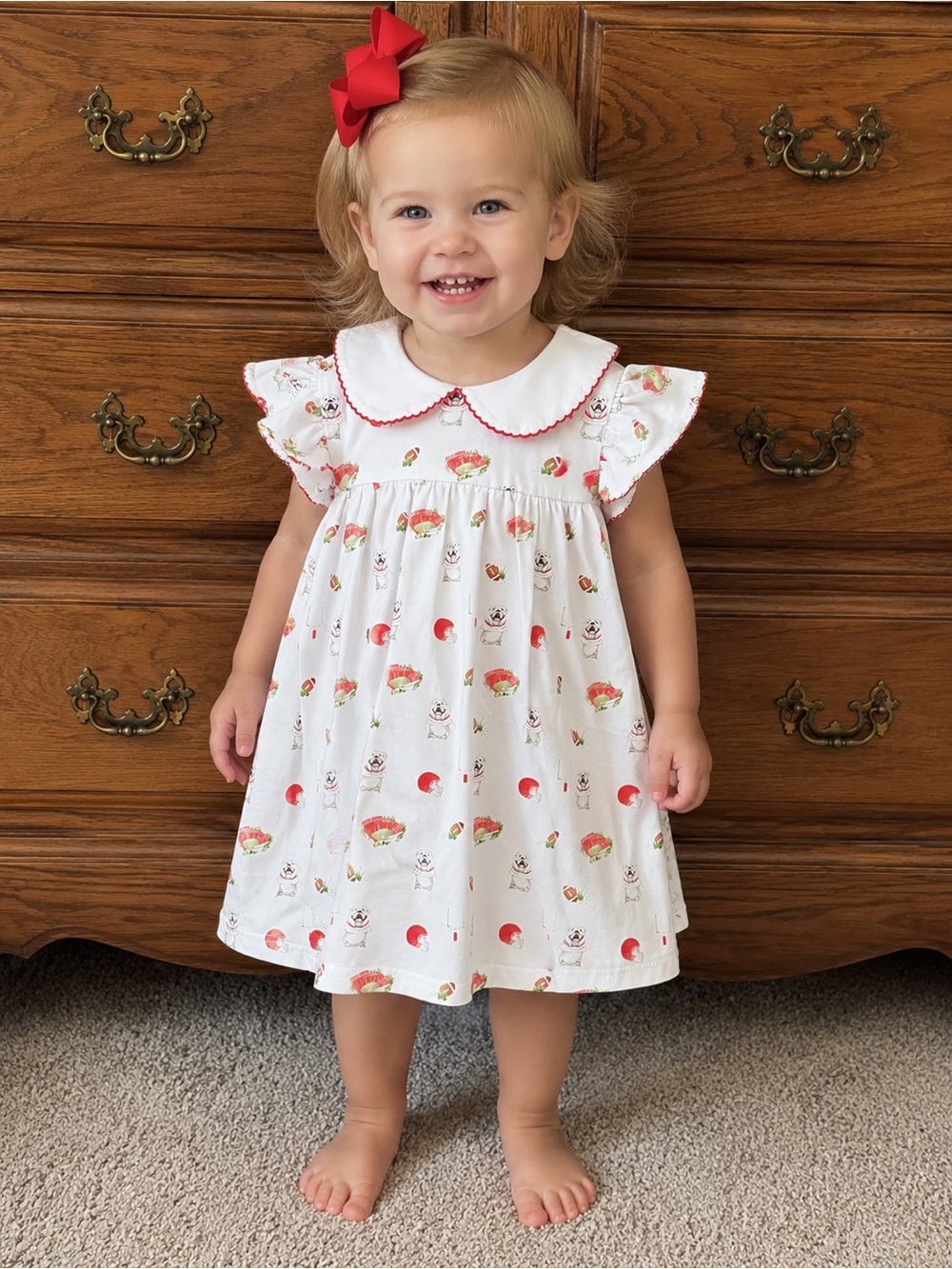 Saltwater stitching Georgia bulldogs UGA 24 month football boutique dress